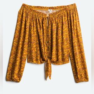 |mason & belle| Off-Shoulder Floral Front-Tie Blouse XS